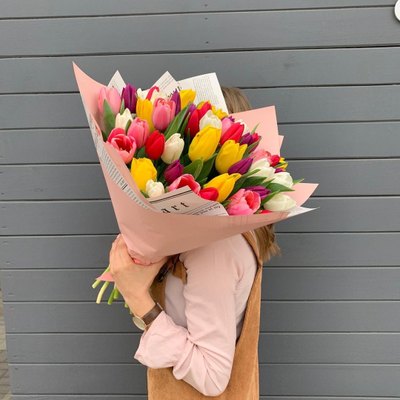 Букет из 51 тюльпана: микс