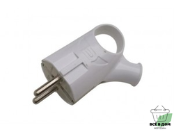 General вилка 16А 250В (АБС-пластик, угловая с ушком, белая, земля) 470512