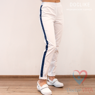 Брюки-слимы DOCLIKE SLIM DL233/1 белые с лампасами