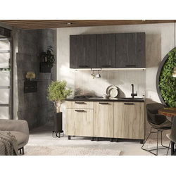 Кухня Эдинбург 1.8 Фасад ЖЕЛЕЗНЫЙ КАМЕНЬ/Корпус ДУБ КРАФТ СЕРЫЙ