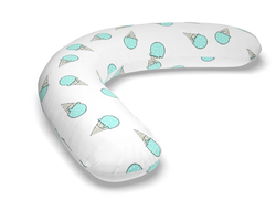 Подушка Бумеранг для всего тела с микро шариками полистирола 170 x 35 см  наволочка на молнии хлопок мятное мороженое