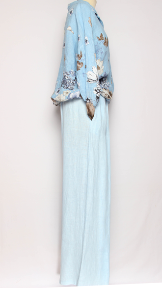 Юбка-брюки "Лён широкие палаццо" голубые р.48-54