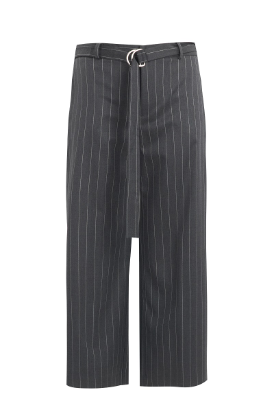 Брюки широкие серого цвета в полоску