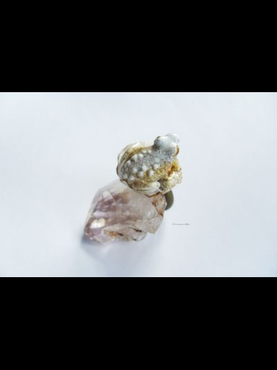 "Солнечная лягушка", фэнтезийное кольцо с кварцем