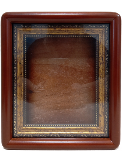 Киот "Антик" деревянный с багетной рамой "под золото" для иконы формата 13х16см