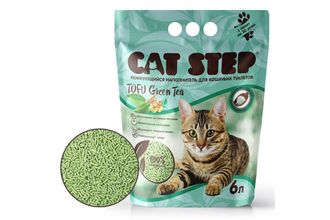 Наполнитель Cat Step Tofu Green Tea 6л, растительный комкующийся