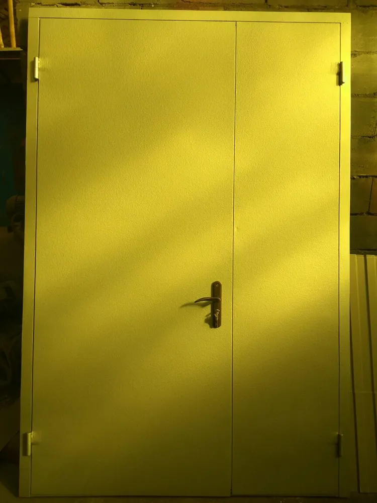 стальная дверь светлая окрашенная двустворчатая