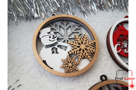 Игрушка на елку многослойная "Снеговик"