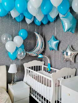 Набор шаров на выписку с звёздами и полумесяц