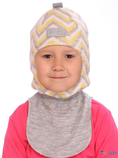 Шапка-шлем  21202-05, цвет серый,желтый, р. 48-50