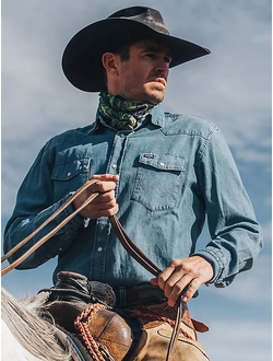 Рубашка Wrangler® Western Denim Snap Work Shirt