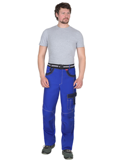 Брюки мужские летние "СИРИУС-Престиж" васильковые с синим