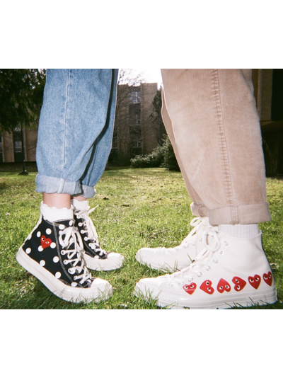 Converse Comme des Garcons Play  с сердечками белые высокие
