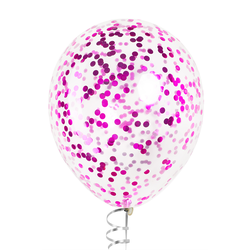 Шары с конфетти фуксия металлик (круги)