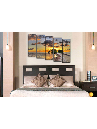 Модульная картина "Закат на озере"