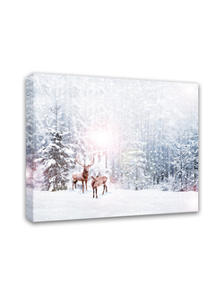 Печатная картина на деревянном подрамнике "Зима в лесу"