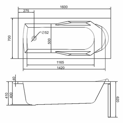 АКРИЛОВАЯ ВАННА CERSANIT SANTANA 160X70