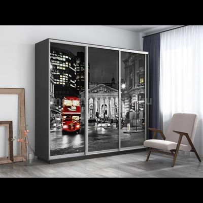 Шкаф-купе Трио-Фото (Ночной Лондон) 1800*450*2200