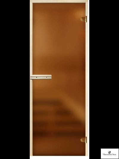 Дверь стеклянная для бани и сауны Бронза матовая 8мм Ольха