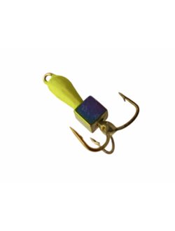 25-21-029/ Мормышка вольфр. "Народная" "ЧЕРТ" Ø2,5 флюр + кубик хамелеон 0,5 гр. (уп-ка 10шт.)