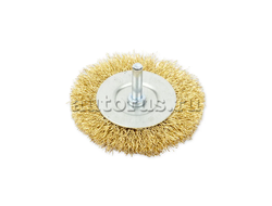Щетка для дрели плоская 75 мм, со шпилькой, латунированная проволока d=0.3мм, 4500 об/мин ARNEZI R8041075