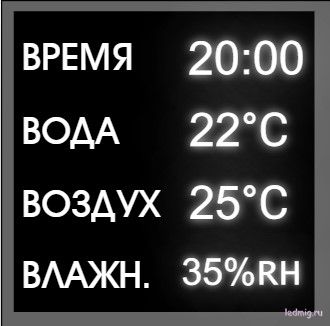 Табло для бассейна стандартное с измерением температуры воды и воздуха, купить в Тюмени