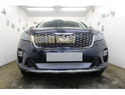 Защита радиатора Kia Sorento Prime 2017- chrome с датчиком ACC
