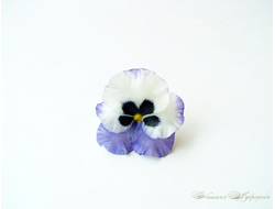 Кольцо "Анютины глазки". Цветы из полимерной глины