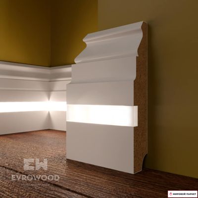 Плинтус напольный МДФ с подсветкой LED EvroWood PN 090 в интерьере