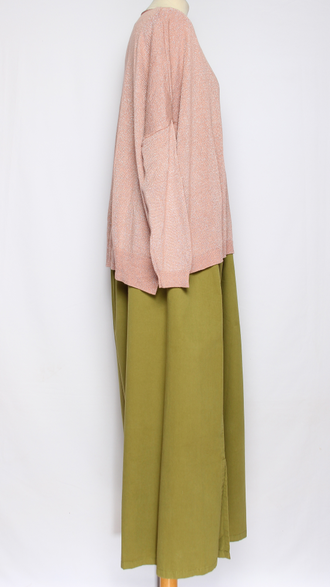 ДЖЕМПЕР-ПУЛОВЕР "КИМОНО ЛЮРЕКС "длинный рукав лаванда, чайная роза  р.50-56