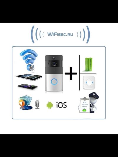 Автономная WiFi вызывная панель для использования в помещении - видеодомофон с DVR и выносным блоком звонка. HD (Tosee)