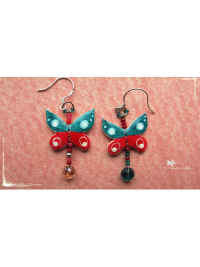 Яркие серьги в виде бабочек авторской работы - серьги &quot;Мотыльки&quot;