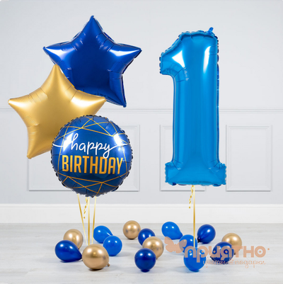 СЕТ ИЗ ВОЗДУШНЫХ ШАРИКОВ "С ДНЕМ РОЖДЕНИЯ"