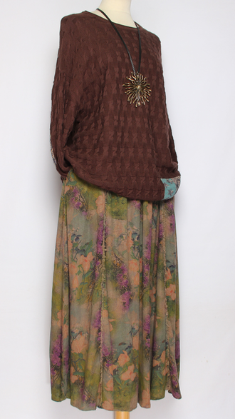 Джемпер ХЛОПОК КОСИЧКА "НАШИВКИ" L-859  синий, шоколад до р.54