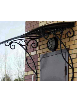 Металлический козырек односкатный дугообразный с ковкой (артикул МКК4)