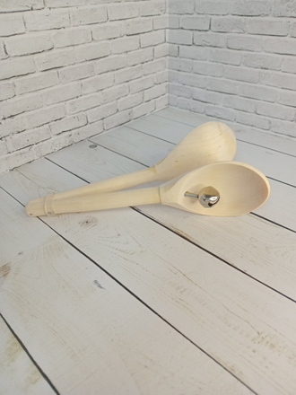 Ложки музыкальные с бубенцами 190*60 мм в станке деревянные