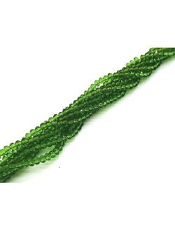 Бусины стеклянные граненные "Рондель", 2 мм, цвет зеленый (308)