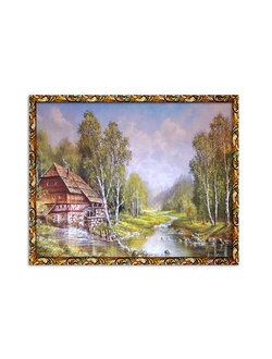 Картина в раме на стену 140004 "Домик у ручья" 45*55 см.