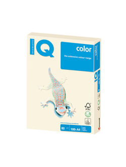 Бумага цветная IQ color, А4, 80 г/м2, 100 л., пастель, кремовая, CR20
