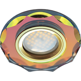 Светильник встраиваемый Ecola DL1653 MR16 GU5.3 стекло с вогнутыми гранями Мультиколор/Золото 25x90 FM1653EFF