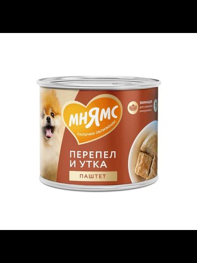 Мнямс влажный корм (консерва) для собак "Сильный иммунитет" из перепела и утки 200 г
