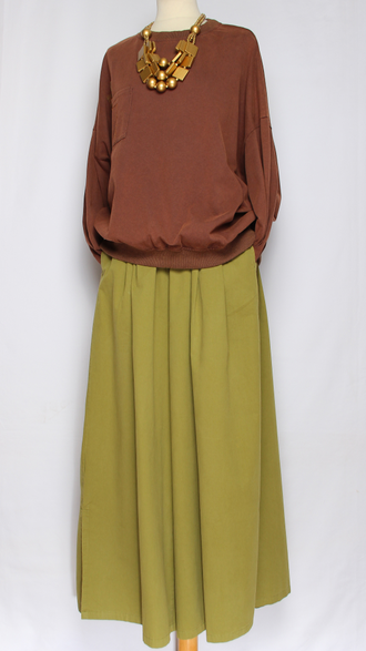 Джемпер вареный хлопок "Цветная заплатка" терракот, шоколад до р.54