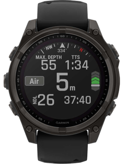 Часы Garmin Fenix 8 —47mm Solar Sapphire Carbon Gray DLC Titanium Black / Pebble Gray