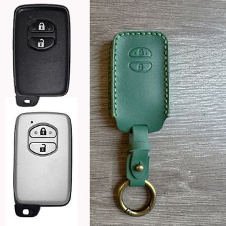 Зелёный чехол для ключа Toyota LC200, Prius, Prado, Yaris, IQ, Corolla,Vitz (2 кнопки)