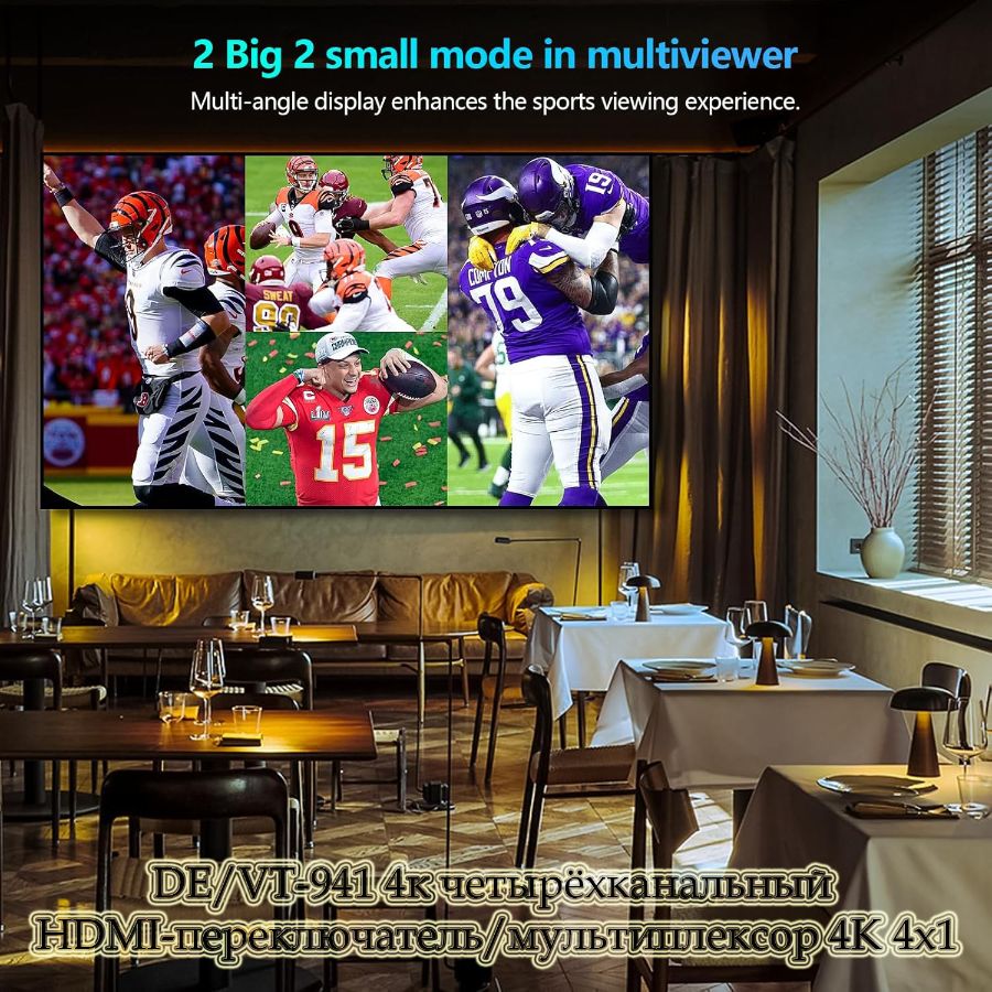 DE/VT-941 4к четырёхканальный HDMI-переключатель/мультиплексор 4К 4x1