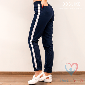 Брюки-слимы DOCLIKE SLIM DL233/1 синие с лампасами