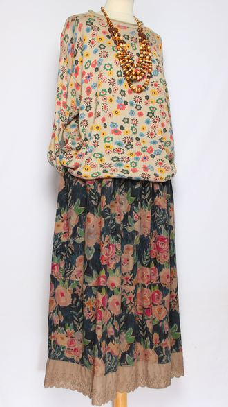 Джемпер ХЛОПОК "Разные  ЦВЕТЫ" бежевый до р.52