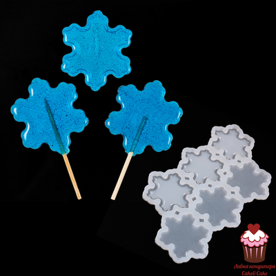 Форма силиконовая для леденцов "Снежинки", 3 шт.