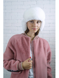 Женская ушанка «Гармония», цвет жемчуг + белый