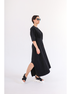 Платье-футболка с асимметричным подолом  (черный)